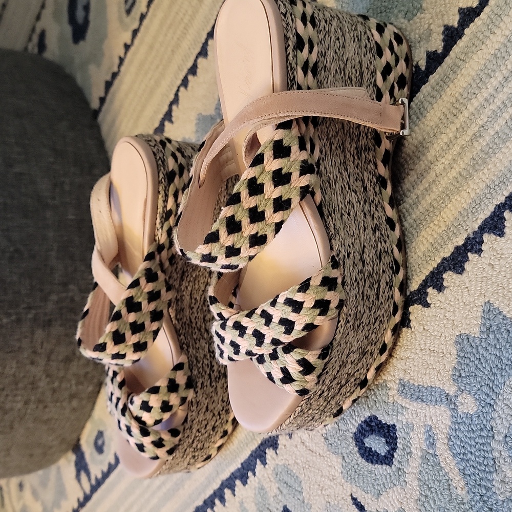 Free People Dolce Platform Wedge size 39 black green